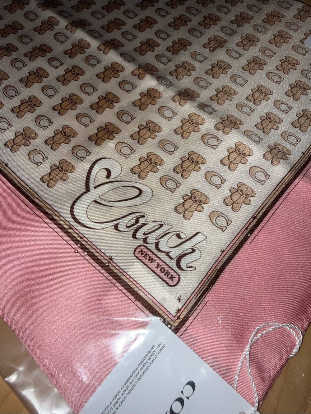 Coach Bear Stuffie Print Silk Bandana